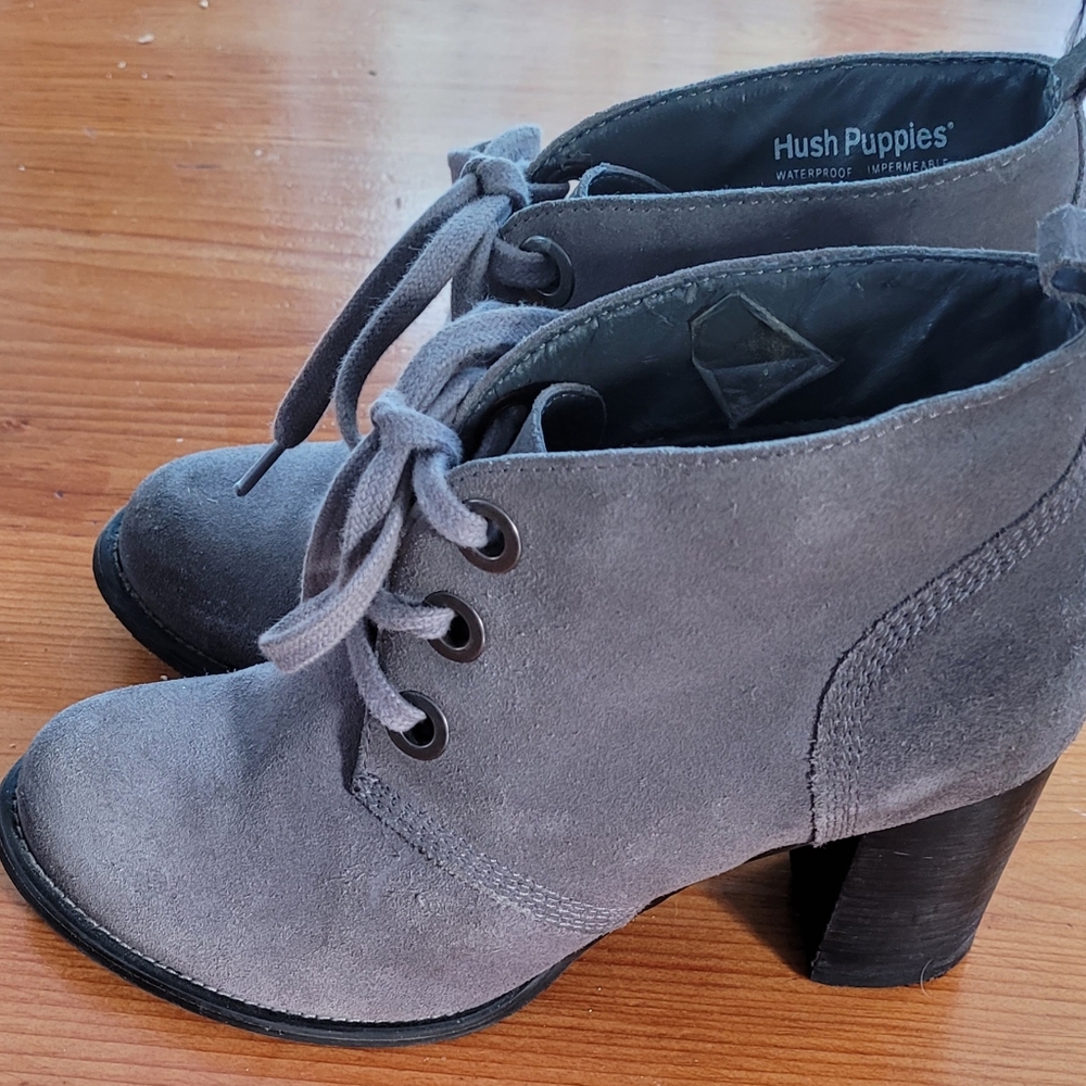 Gray suede booties for women 7